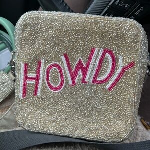 Beaded 'Howdy' Square Bag
